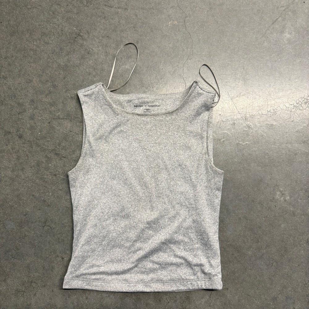 Better Together Heather Gray Sleeveless Boat Neck Stretch Crop Top XS RN158184